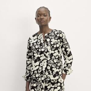 Everlane The Popover Shirt in Linen Black Base - Size XXL